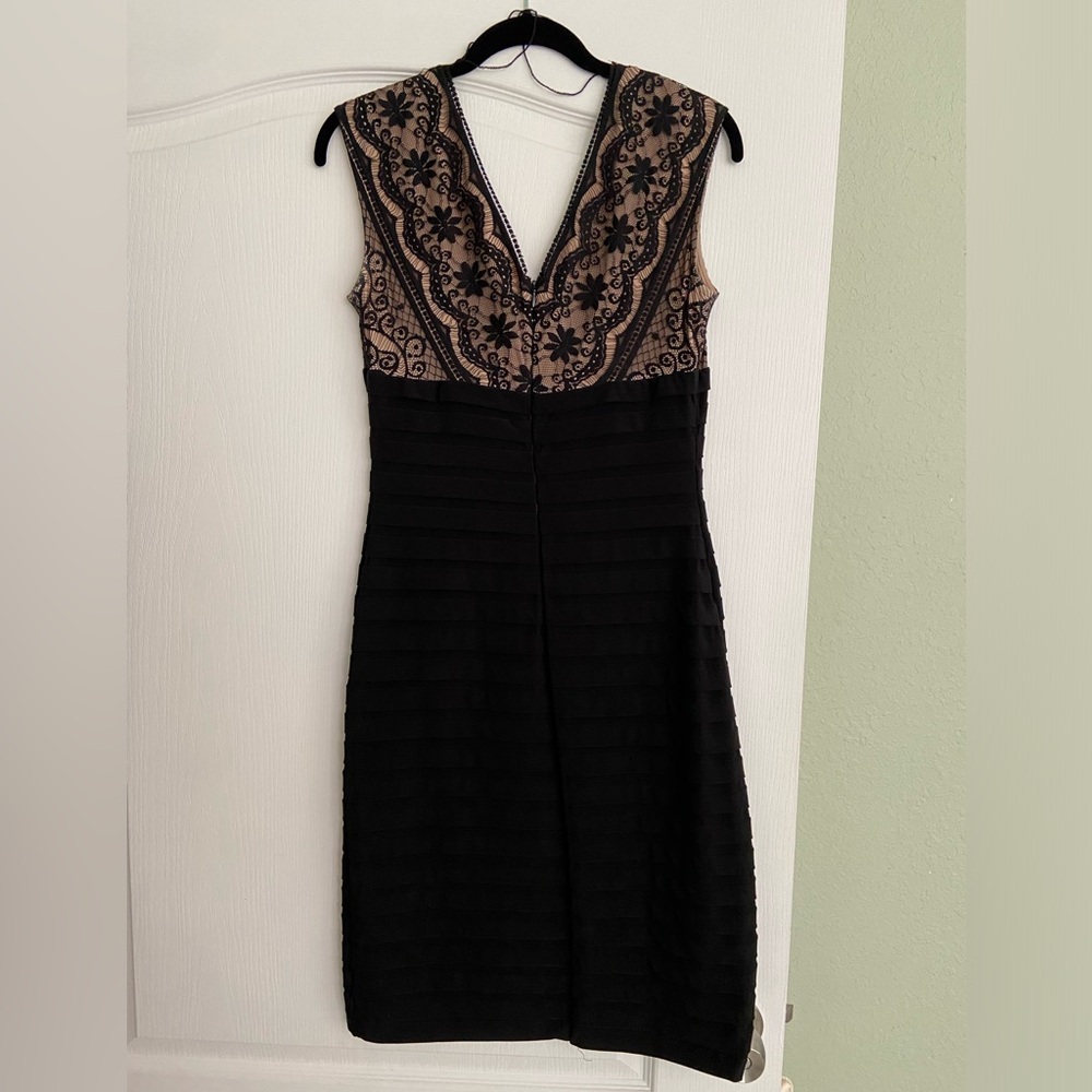 Adrianna Papell Black and Cream Lace Dress